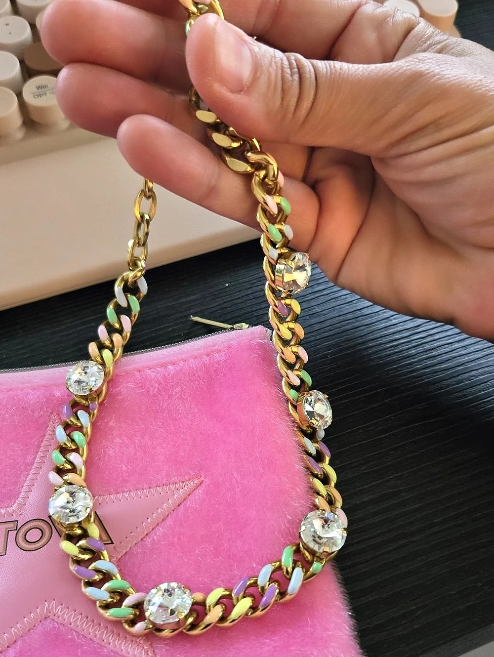 TOVA Harlingen Necklace Multicolor Crystal Chain